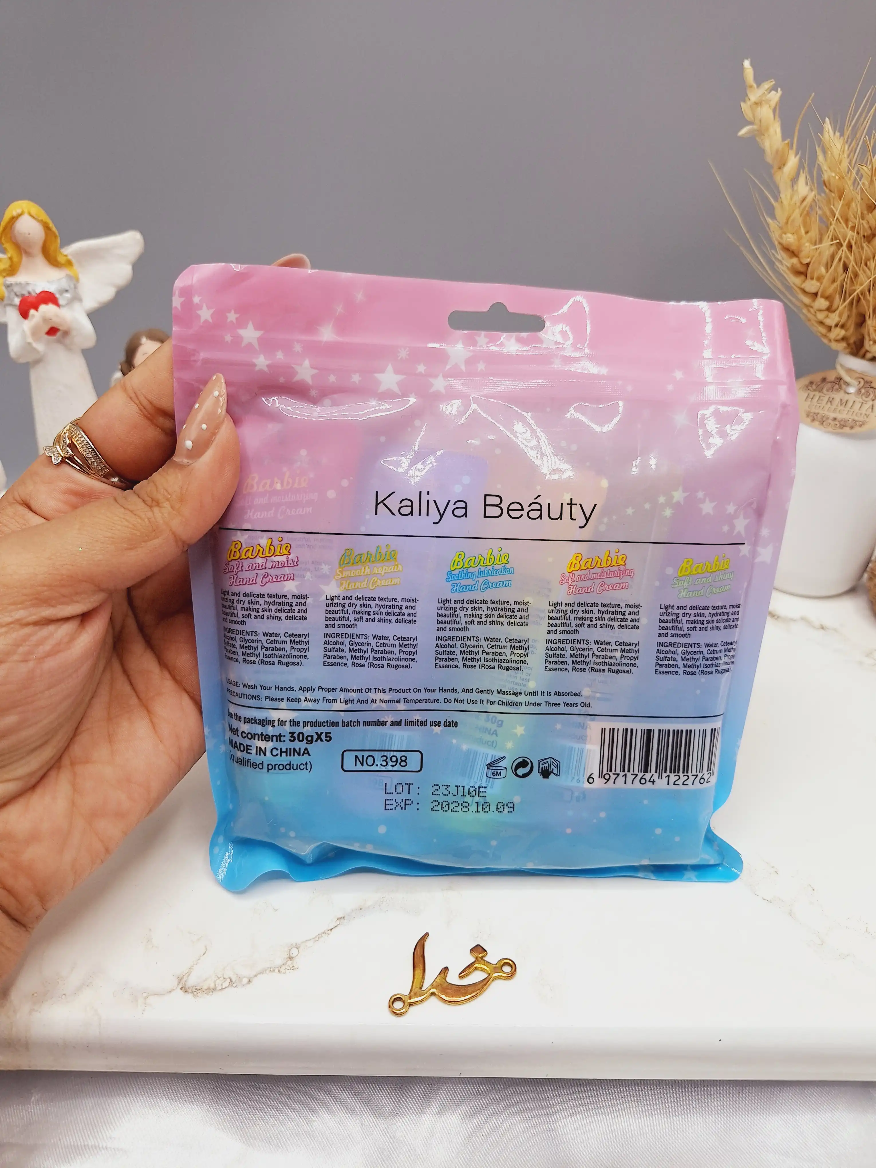 پک پنج عددی کرم دست طرح باربی برند Kaliya Beauty کد 398