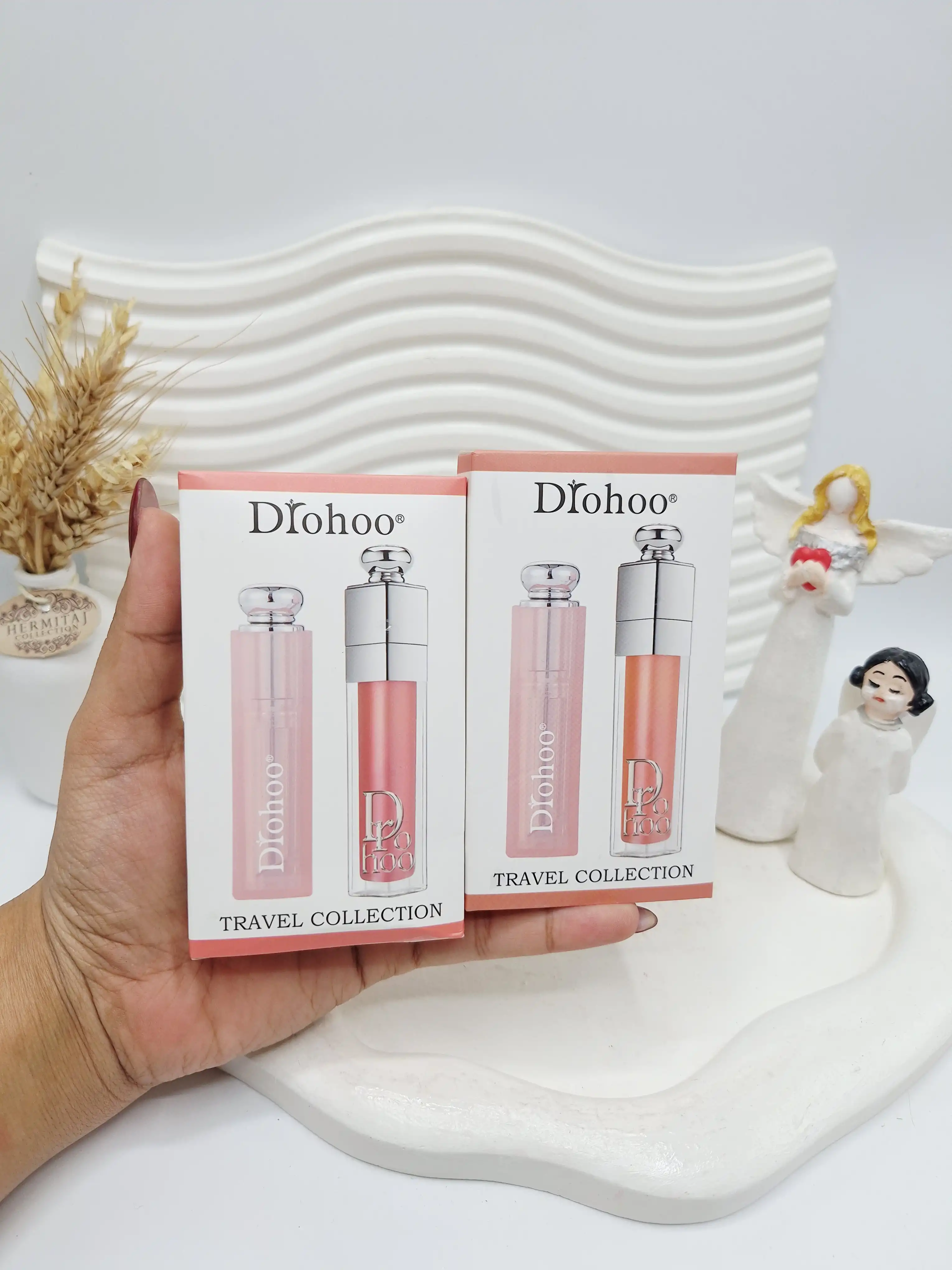 پک 2 تایی لیپ گلاس و بالم لب طرح دیور Drohoo کد 1506